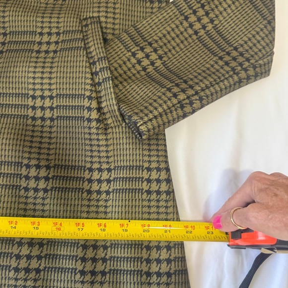 Flex Supply Mens Houndstooth Button Up Mid Length Coat Jacket Olive Black XL - Picture 9 of 11